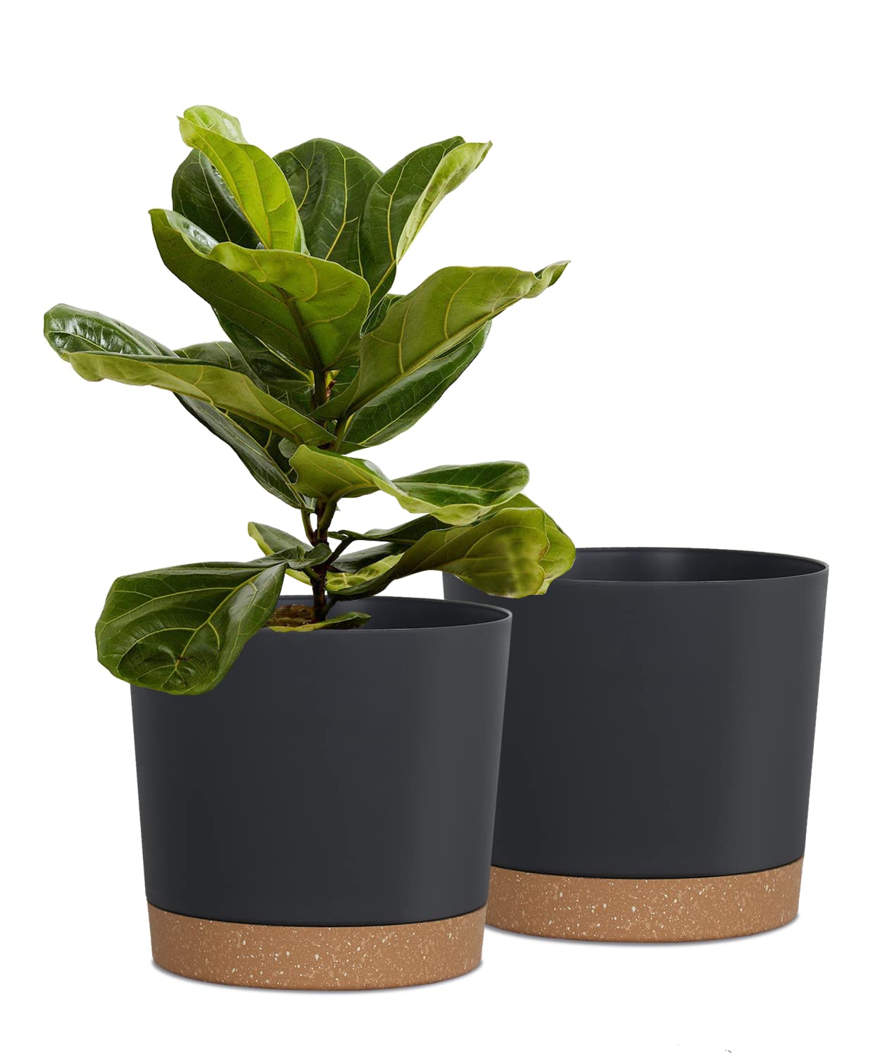 kubvici 2 Pack 8 Inch Planters for Indoor Plants, Plastic Flower Pots Plant Pots Indoor with Drainage Saucer for Outdoor Garden Home Plant, White 8”