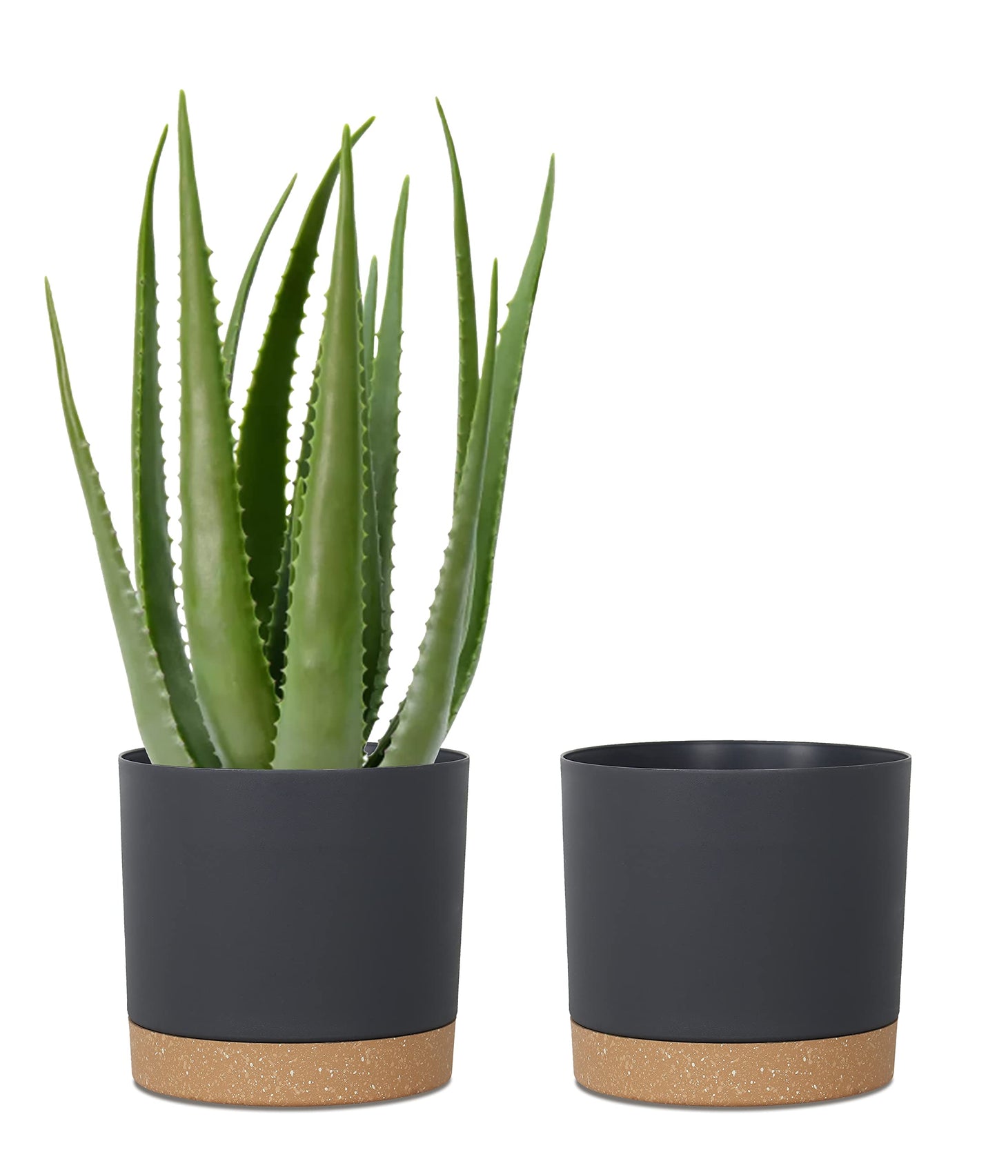 kubvici 2 Pack 8 Inch Planters for Indoor Plants, Plastic Flower Pots Plant Pots Indoor with Drainage Saucer for Outdoor Garden Home Plant, White 8”